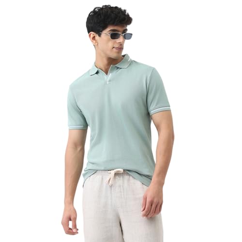 Image of Urbano Fashion Men's Solid Regular Fit Half Sleeve Cotton Polo T-Shirt