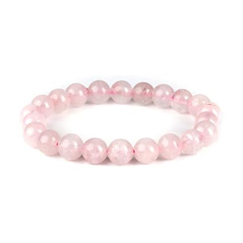 Rose Quartz Bracelet 8MM - Natural Stone Healing Crystal Rose Quartz Bracelets for Men Women - Healing Stone Bracelet - Gemstones Crystal Rose Quartz Bracelet Unisex Cover