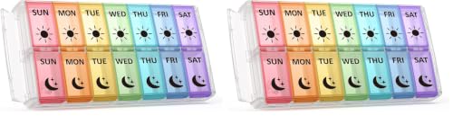 Image of Weekly Pill Organizer 2 Times a Day Extra Large 7 Day Easy Fill Quick Fill Portable Fullicon AM PM Pill Box for Supplement, vitamine, and Medicine - (Patent Registered) (Pack of 2)