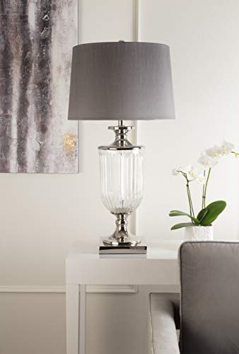 OK Lighting OK-5711 32.50" H Amelie Glass Table Lamp, Gray