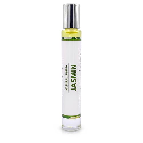 Natural Lumina Jasmine Perfume oil - long lasting perfume oils for women, alcohol free, vegan, skin safe fragrance oil comes in a 10 ml / 0.33 oz roll on bottle, Natural scent of Jasmine