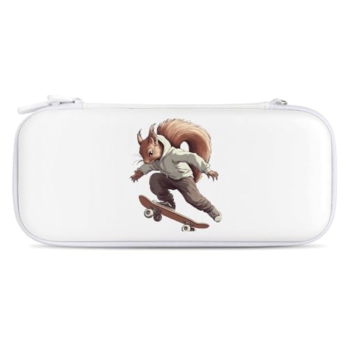 Funny Squirrel Skateboard Skater Carrying Case Compatible with Switch Portable Storage Bag Travel Pouch Protective Case