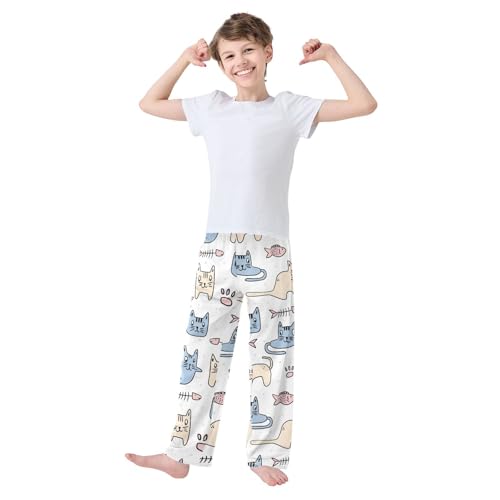 Boys' Pants Cute Cat Funny Animal Cats Cartoon Long Bottoms Jogger Pants Elastic Waist Trousers with Pockets S-XL2