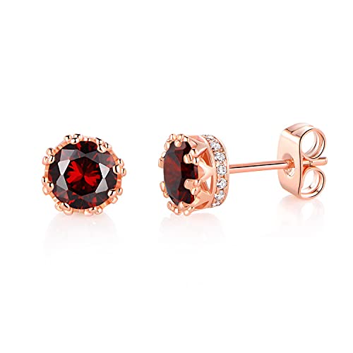 MDFUN January Birthstone Stud Earring for Women - Garnet Earrings