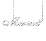 Aoloshow Stainless Steel Silver Marissa Heart Name Necklace Charm Pendant Jewelry for Mom Best Friends