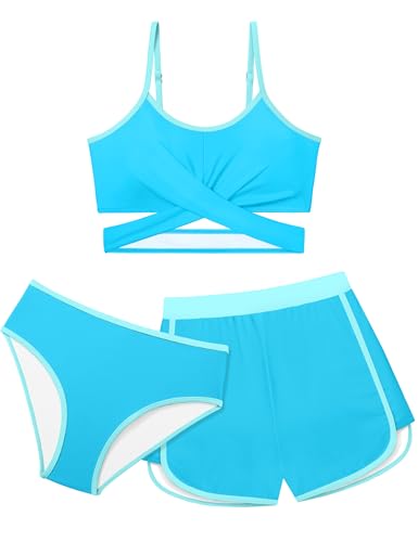 Image of Queenstyle Girls Swimsuits Bikini Set Kids Cutout Bathing Suit Bikini Top Two Piece Girls' Swimwear