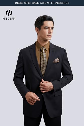 Image of HISDERN Mens Dress Shirt with Tie Pocket Square Set Classic Button Down Shirt Matching Tie Long Sleeve Shirts