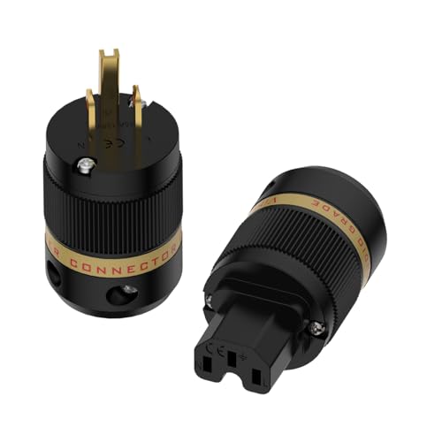 Viborg HiFi Power Plug Set VM501G+VF501 OFC Gold-Plated Non-Magnetic Glass Fiber Shell Conductive US AC Power Plug IEC C15 Connector for DIY Audiophile Power Cord