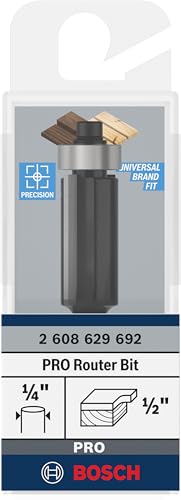 Image of BOSCH PRO Router Bit Bottom Bearing Flush Trim | O1 /2''xL1''xS1 /4 | Engineered for Professionals | Clean, Precise Cuts in Wood & Composites | Long-Lasting Carbide Blade | Universal Fit