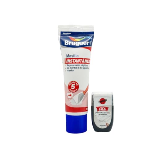 Pack Rodillo Pintura Retocaparedes S.O.S Titanlux Blanco 30 ml + Masilla Instantánea Bruguer 330 g