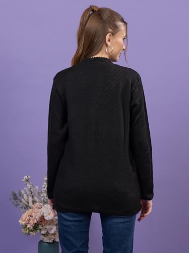 Image of Women's Winter Woolen Cardigan | Full Sleeve Textured Buttoned Sweater for Women | Soft Wool V-Neck Warm Knitted Outerwear for Office & Casual Wear