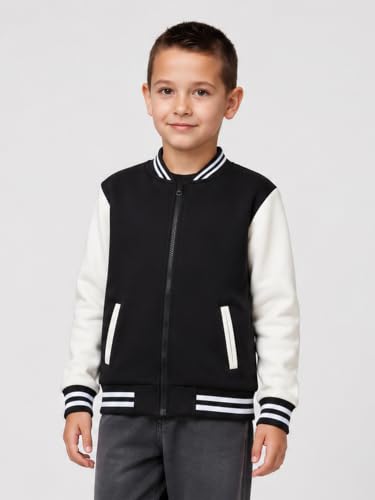Image of LittleSpring Boys Girls Varsity Baseball Jacket Zip Up Bomber Jacket Thin 2-10Years