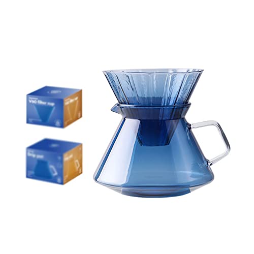 Akkis Mini Coffee Maker 600Ml Colored Glass Shared Coffee Pot Set, Heat-Resistant Espresso Dispenser With Filter (Color : Type A-600Ml) #TOP5