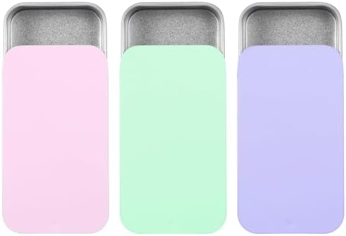 Aiyorse 3 Pcs Small Rectangular Metal Slide Top Tin Box Kit with Lid ...