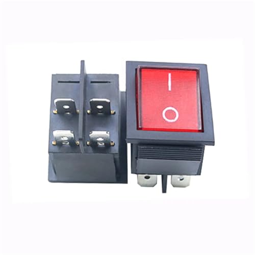 Interruptor KCD7 DPST de 4 pines y 250V para montaje en panel rojo 5