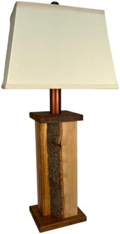Rustic Farmhouse Battery-Operated Live Edge Wood Table Lamp 28" Tall Cordless Indoor/Outdoor 3 Stage Dimmer + Auto-Off Timer for Living Room Bedroom Entryway Cabin Decor