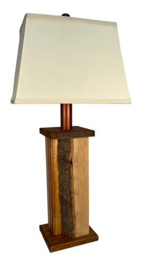 Rustic Farmhouse Battery-Operated Live Edge Wood Table Lamp 28" Tall Cordless Indoor/Outdoor 3 Stage Dimmer + Auto-Off Timer For Living Room Bedroom Entryway Cabin Decor #TOP17