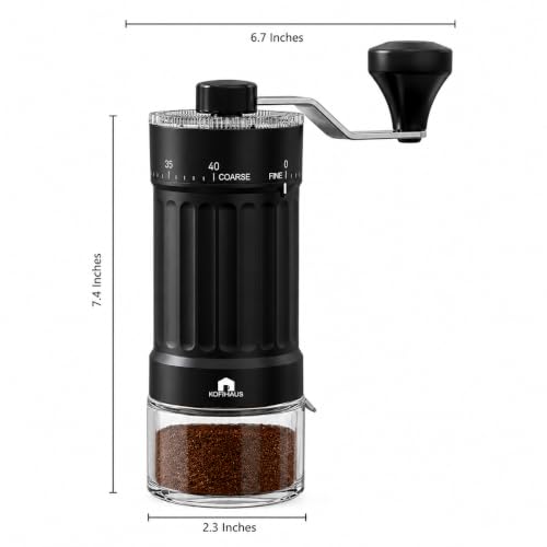 Image of KOFIHAUS Manual Coffee Grinder - Adjustable Conical Burr Hand Grinder with Precision Grind Settings for Espresso, Pour Over, French Press - Compact & Portable Design