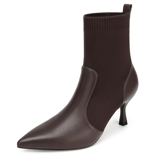 COSY Women's Pointed Toe Ankle Boots - Elegant Stiletto Heel Booties, Warm Winter Boots for Fall & Winter Fashion