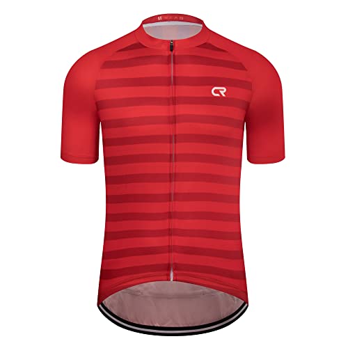 Coconut Ropamo CR Men's Cycling Jersey with 3+1 Zipper Pockets Short Sleeves Bike Jersey for Cycling, Breathable Quick Dry (Red, L)