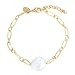 Produktbild Tribal Spirit Damen Armband aus Edelstahl mit großer echter Süßwasserperle Barock-Perle Farbe Gelbgold