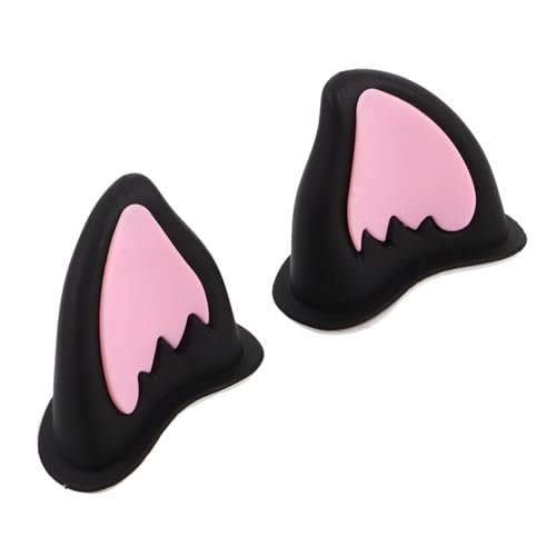 Warmhm Fox Ear Motorcycle Helmet Decorations, Pp Material, Easy Installation, Resistant to Fading, Black and Pink Accessories for Ski, Bike and Custom Motorbike Helmets