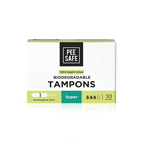 Image of Pee Safe 100% Organic Tampon (Super) | Comfortable & Stain-Free Experience | Ultra Soft & Highly Absorbent | Rash & Irritation Free | Skin Friendly | FDA Approved | Pack of 10