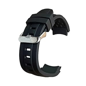 Swift Gift UK Black Curved End 22mm Watch Strap Silicone Rubber Watch Straps For Men Diver Style Rubber Watch Strap Replacement Band