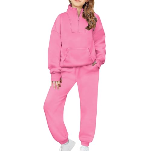 Boys Girls 2 Piece Fashion Fall Outfits Zipper Sweatshirt and Sweatpant Set Sweatsuit Kids Preppy Athletic Sweatsuit