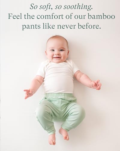 Supersoft Baby Pants, 2-Pack Premium Bamboo Viscose Jogger Pants, Elastic Waist, Unisex 0-24 Months3