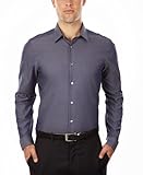 Calvin Klein Men's Slim Fit Non-Iron Herringbone Point Collar Dress Shirt, Smokey Blue, 16.5