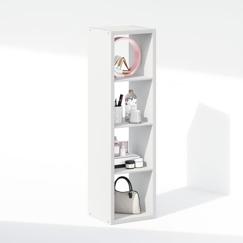 Furinno Cubic Open Back Multipurpose Clothing & Closet Storage Organizer Shelf, 4-Cube, White