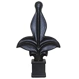 Address America Premium USA-Made Fence Finials Fleur De Lis High-Impact Polypropylene Black Finial Fence Topper (5, 1/2 inch)