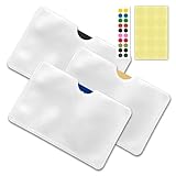 [Aideaz] スキミング防止 カードケース クレジットカード 磁気不良防止 交通系ic マイナンバー キャッシュカード 干渉防止 薄型 磁気 保護 ケース 判別カラーシール付 (横型, 3, 枚セット)