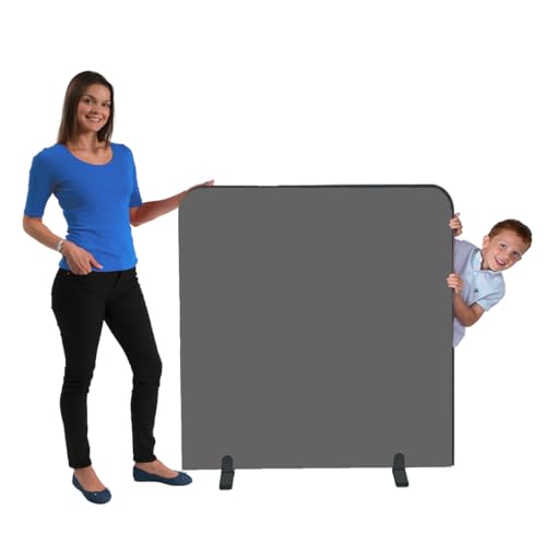 Image of Floor Standing Partition Screen School Room Divider, 1200 x 1200 mm, Merrick Woven Cloth, Rounded Corners with Black PVC Trim - Ideal for Pre-School, Library, Office, Displays