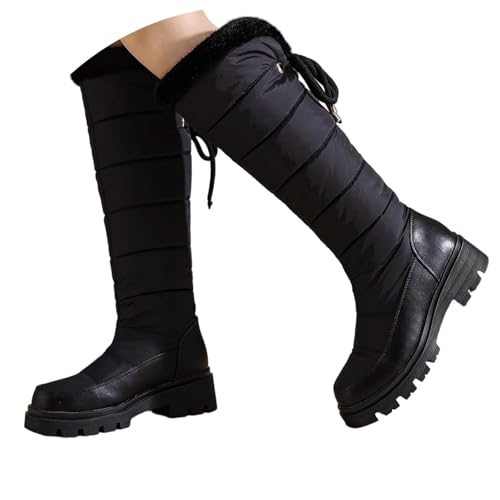 Image of Generisch Winter Riding Boots Women's Winter Boots with Faux Leather Lining Mid Height with Slant Heel Ideal for Outdoor Activities Leisure Comfort Warmth Non-Slip Sole, black, 2/2.5 UK