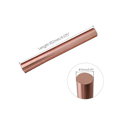 1PCS 99.98% Pure Copper Rod 1/2''(12mm) Dia 4.015'' Lengther Copper Round, Rod Solid Copper Bar for Metal DIY Craft Metal Working Hobbies(1PCS,12 * 102mm)