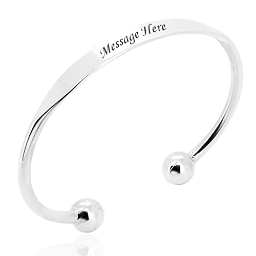 Quality Handmade Sterling Silver Torque Bangle/Solid Silver ID Cuff Bracelet/Genuine 925 Silver/Silver Hallmarked/Free Engraving/Personalised for All Occasions (1.Weighted)
