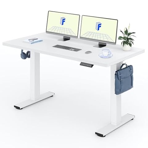 FLEXISPOT EN1 Podstawowe Biurko z Regulacją Wysokości 160 x 80 cm – Jednoczęściowy Blat – Ergonomiczne Biurko do Pracy Siedząco-Stojącej z Łatwą Obsługą (Biały + Biały, 160 x 80 cm)