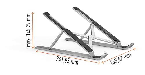 Durable Supporto Alza Notebook/Tablet Fino A 15", Pieghevole E Regolabile In Altezza, Incl. Pochette Da Viaggio, Argento, 505123 - 8