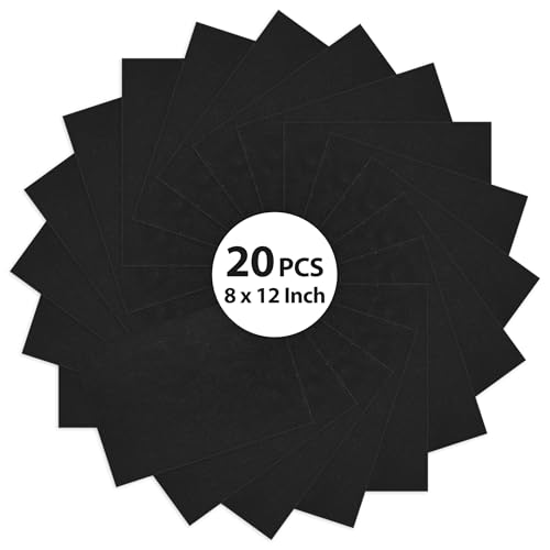 Loyisal 20PCS Black Felt Fabric Sheets - 8"x 12" Single Color for Crafts, Sewing, Patchwork, DIY Decoration and Handwork, 1mm Thick Stiff Felt Squares