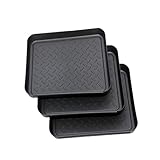 Artibetter 3個 靴収納トレイ 植物受け皿トレイ シューズラック 屋内用ドアマット ペット 多機能プラント 屋内植物 犬用ウォーターマット 飾り皿 給餌プレート 収納プレート Black