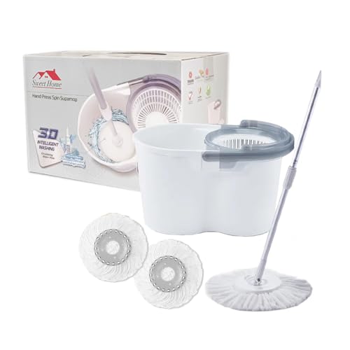Sweet Home SupaMop M500 Spin Mop Set for Washing and Dry Floor Mop and Bucket Set with 3 Mop heads