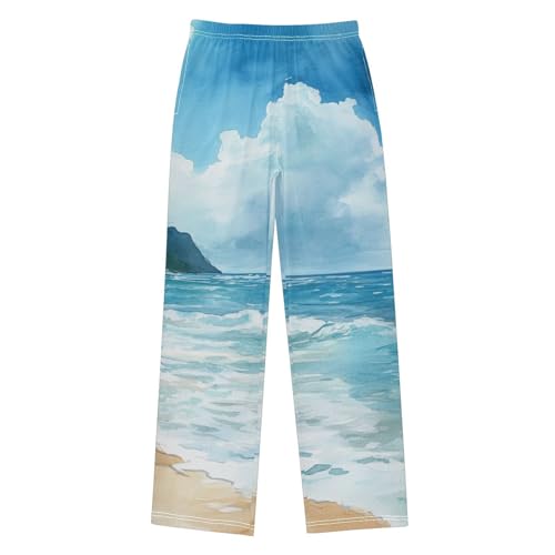 Boys' Pants Sea Beach Lonely Girl Long Bottoms Jogger Pants Elastic Waist Trousers with Pockets S-XL