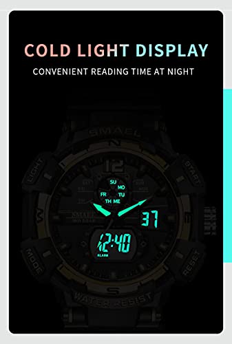 KXAITO Men's Watches Sports Outdoor Waterproof Military Watch Date Multi Function Tactics LED Alarm Stopwatch (8045_Beige) - Thumbnail 7