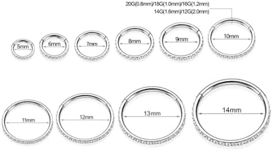 GAGABODY 20G 18G 16G 14G 6mm-12mm 316L Surgical Steel Piercing Jewelry Hinged Seamless Earrings Clicker Hoop Piercing Rings for Cartilage Helix Rook Septum Daith Tragus Lobe CZ/Opal/Shell/Turquoise