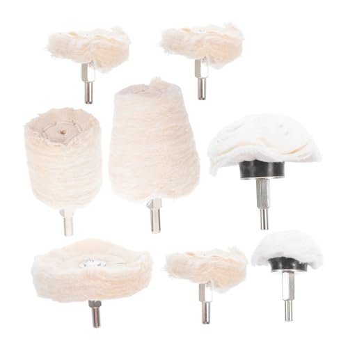 PRETYZOOM 6mm Shank Cotton Polishing Wheel Set Metal Grinding Wheel Multi-Size for Car Metal Surface Polishing