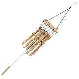 GAROZATION Handgefertigtes Bambus Windspiel in großer Ausführung mit tiefem Klang wetterfest für Garten Terrasse Balkon und Innenbereich Handgemachte Bambusrohr Klangspiele für entspannende