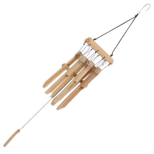 GAROZATION Handgefertigtes Bambus Windspiel in großer Ausführung mit tiefem Klang wetterfest für Garten Terrasse Balkon und Innenbereich Handgemachte Bambusrohr Klangspiele für entspannende