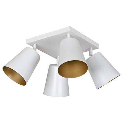 Preisvergleich Produktbild famlights Deckenleuchte Mariam aus Metall, Weiß, Gold / Deckenstrahler modern Deckenlampe Loft Bar Design Flur Schlafzimmer-Lampe Küchen-Leuchte edel Treppenhaus Wohzimmerstrahler Wohnzimmer-Lampe E27